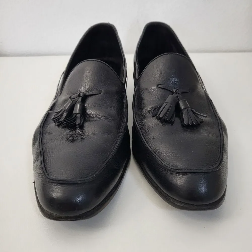BALLY Black Leather Tassel Loafers Mens 13 EEE Dress Shoes Triple Wide Width